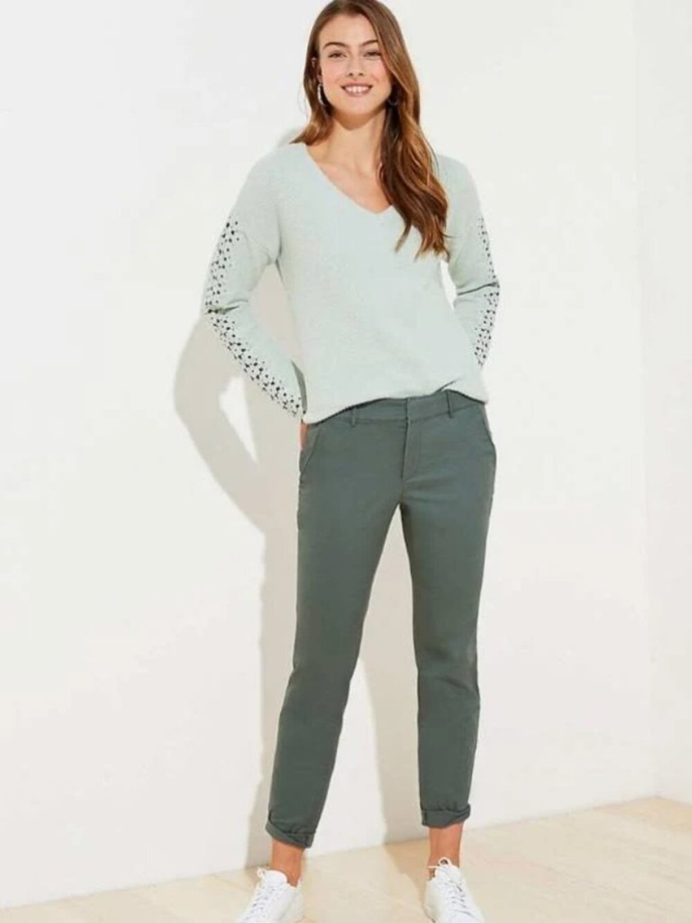 Loft Girlfriend Chinos Dark Sea Green - 0P